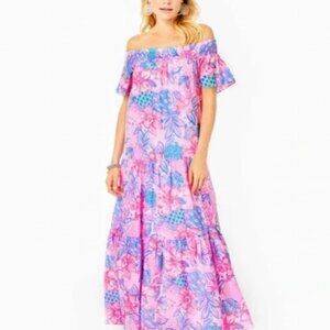 NWT Lilly Pulitzer Dezi Off the Shoulder Pink Isle Size XS